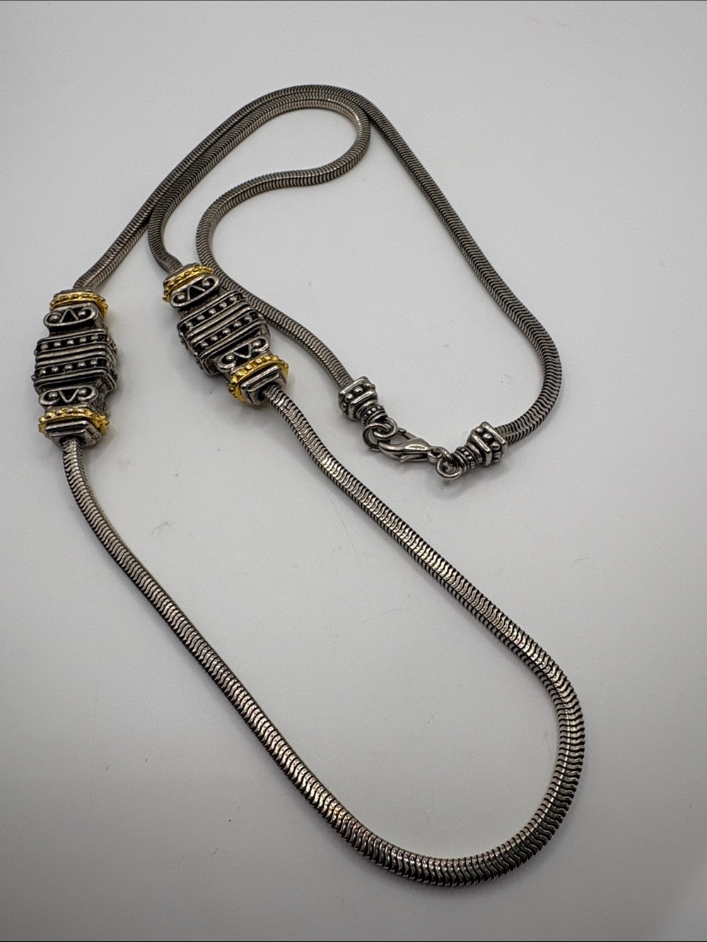 Silver and Gold Accent Snake Chain Necklace